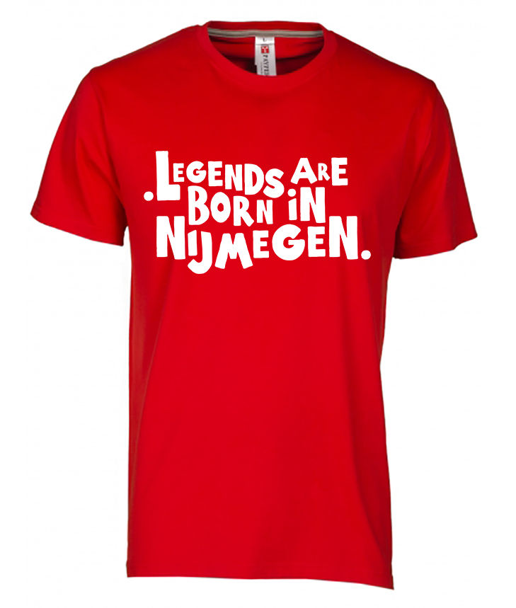 T-shirt NIJMEGEN Legends Wit op Rood Her