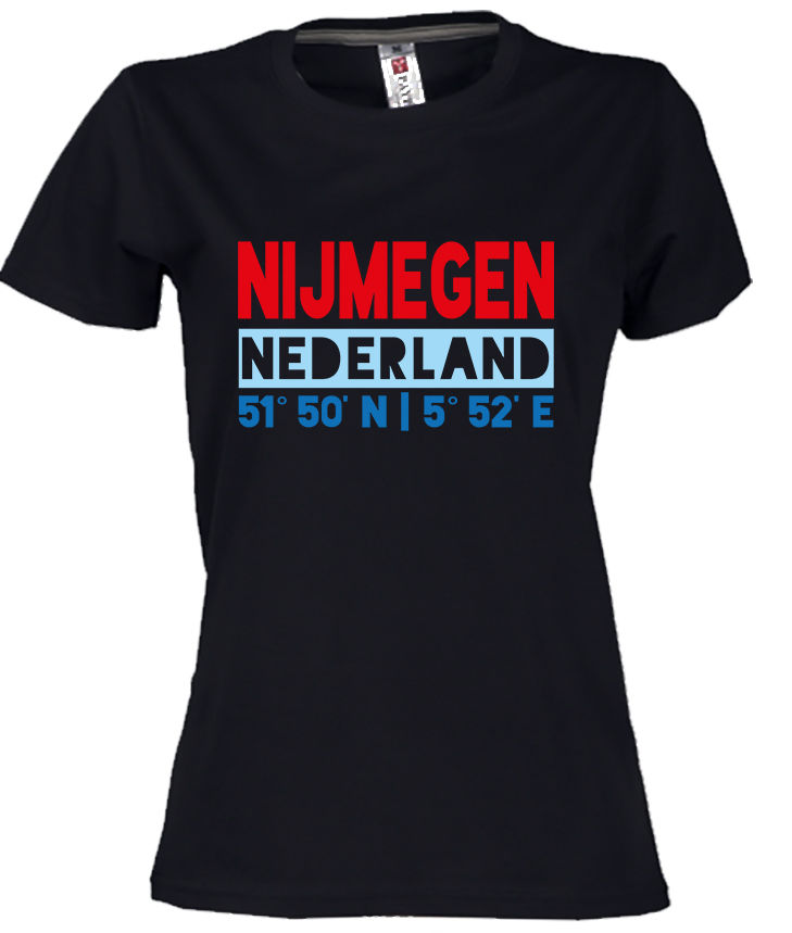 T-shirt NIJMEGEN NL Co Multi op Zwart Da