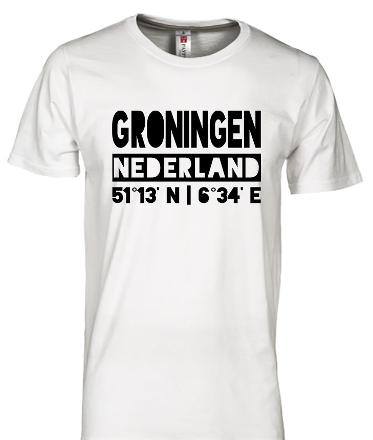 GRONINGEN T-shirt NL Co Zwart op Wit Her