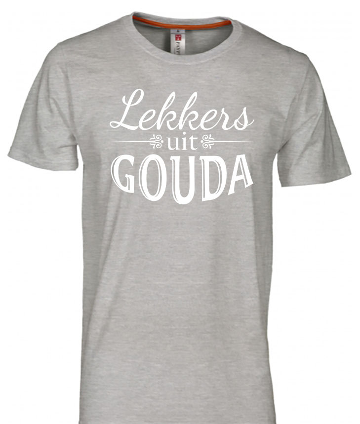 Thumbnail: T-shirt GOUDA Lekkers Wit Heren
