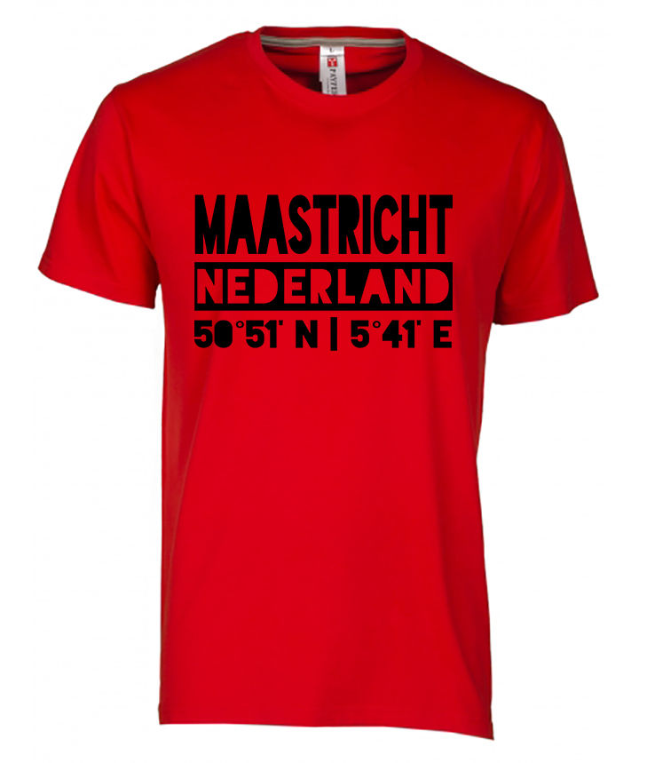 Thumbnail: T-shirt MAASTRICHT NL coördinaten Zwart Heren