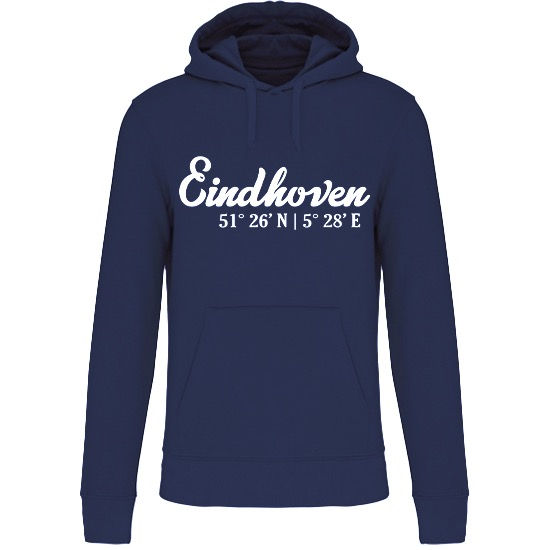 Hoodie EINDHOVEN Co wit op blauw Heren