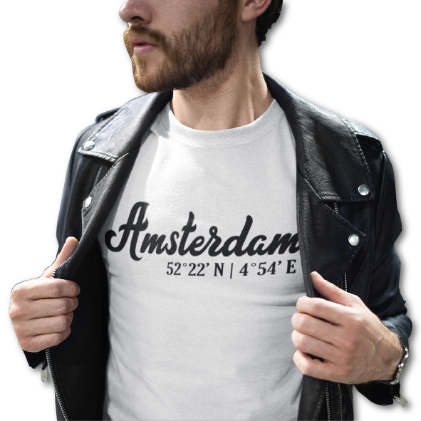 Thumbnail: T-shirt AMSTERDAM coördinaten Zwart Heren