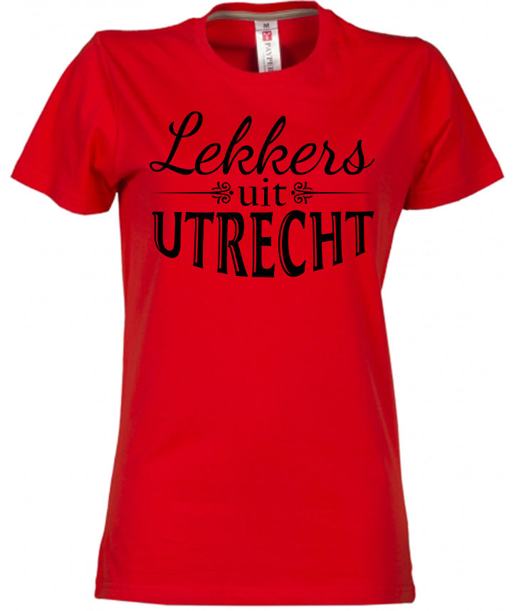 UTRECHT T-shirt Lekkers Zwart op Rood Da