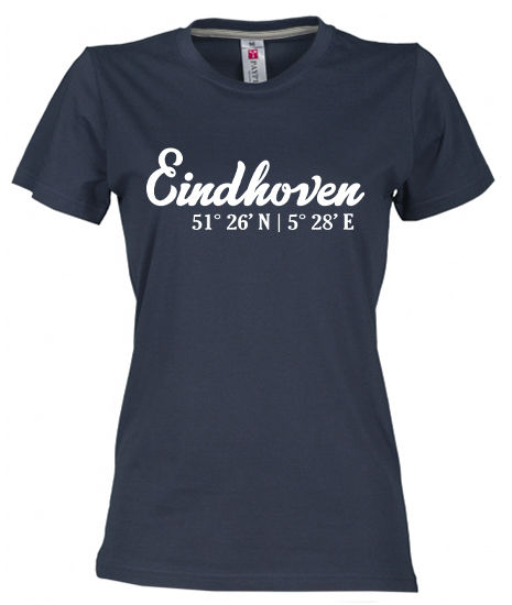 Dames_T-shirt_EINDHOVEN_CoÃ¶rdinaten_Wit