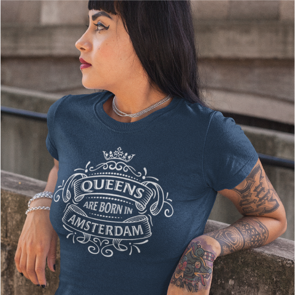 Thumbnail: T-shirt AMSTERDAM Queens Wit Dames