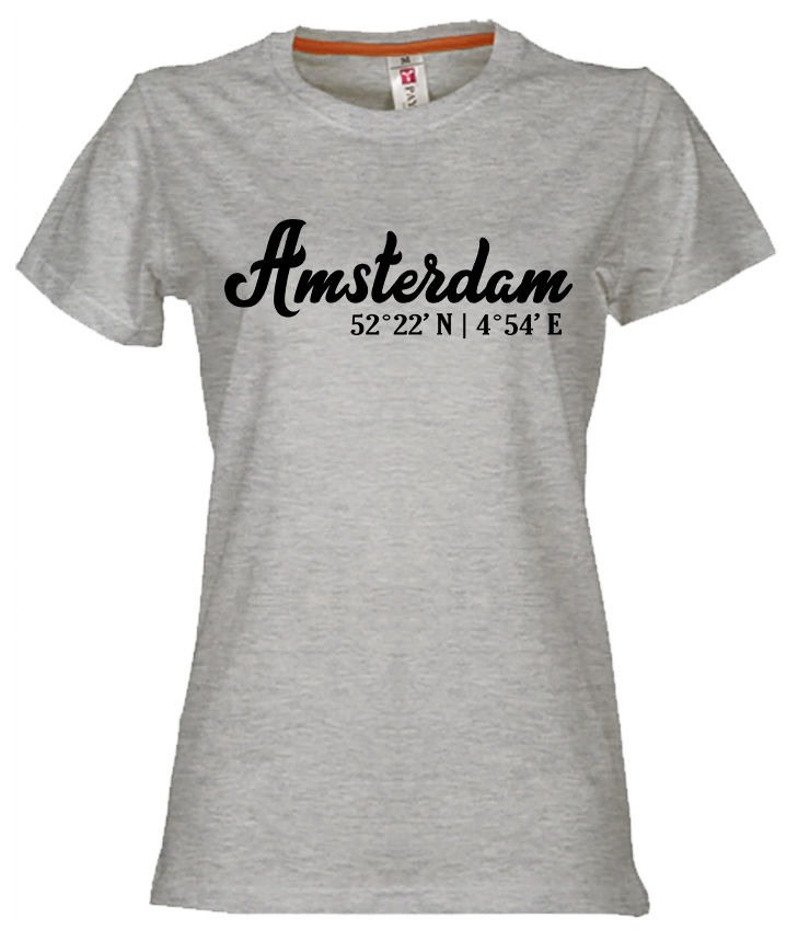 T-shirt AMSTERDAM Co Zwart op Grijs Dame