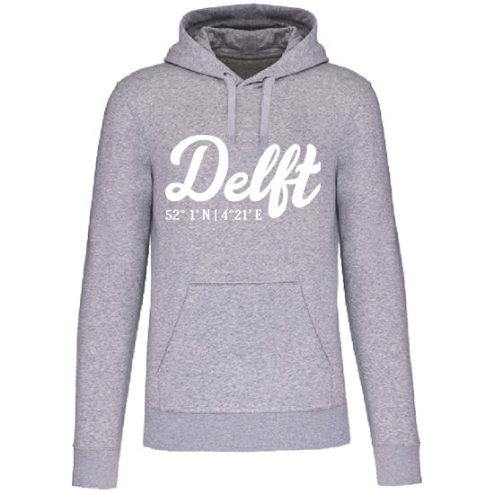 Hoodie DELFT Co wit op grijs Heren