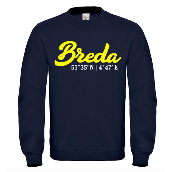 BREDA Sweater neon geel op blauw