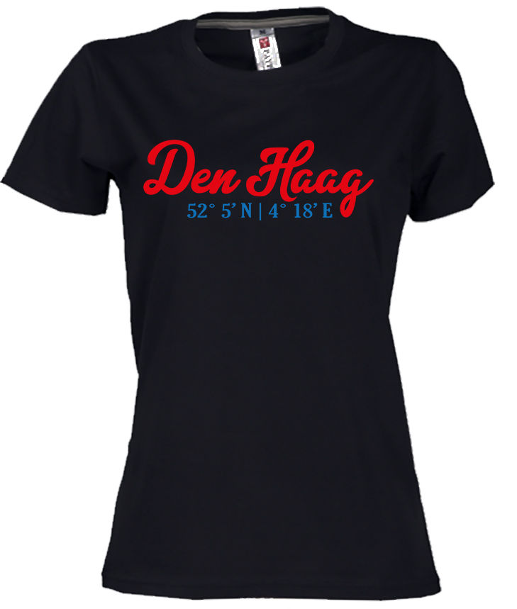 T-shirt DEN HAAG Co Multi Op Zwart Dames