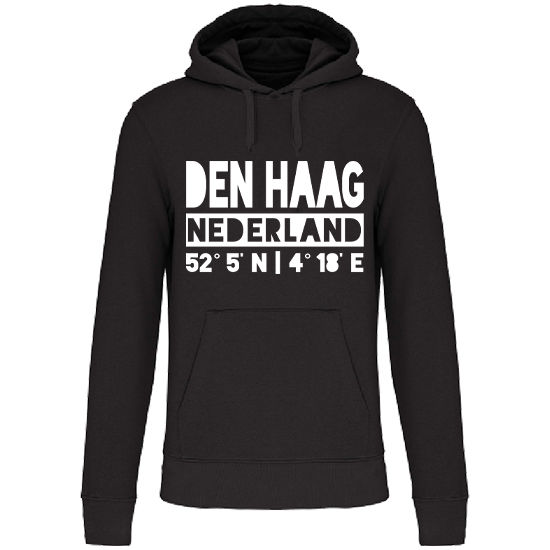 Hoodie DEN HAAG NL wit op zwart Heren.jpg