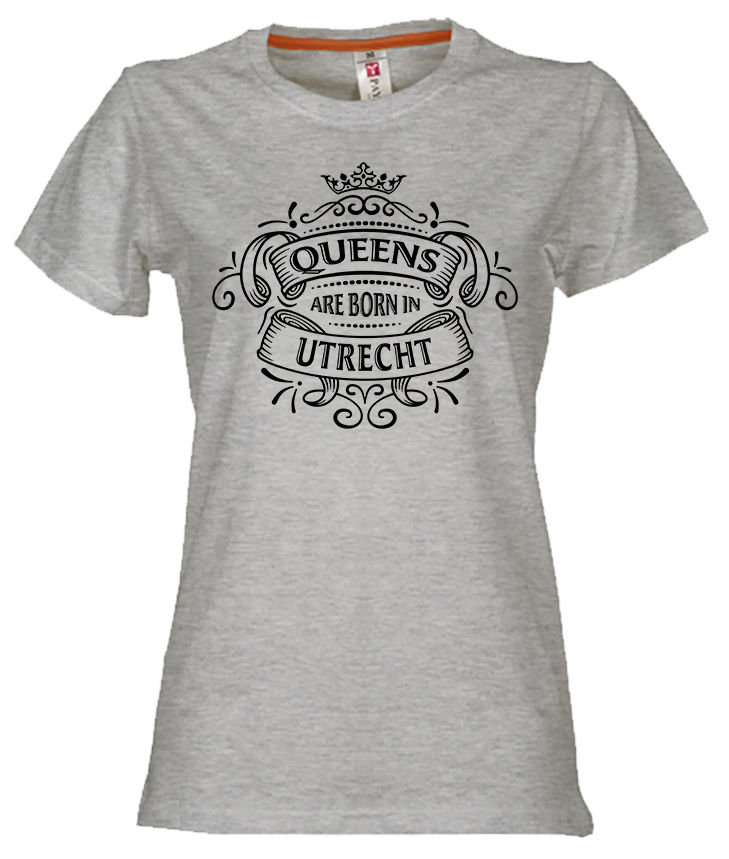 UTRECHT T-shirt Queens Zwart op Grijs Da