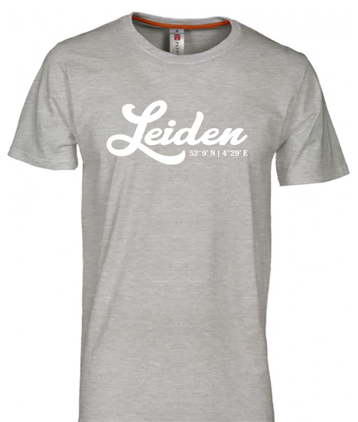 Thumbnail: T-shirt LEIDEN coördinaten Wit Heren