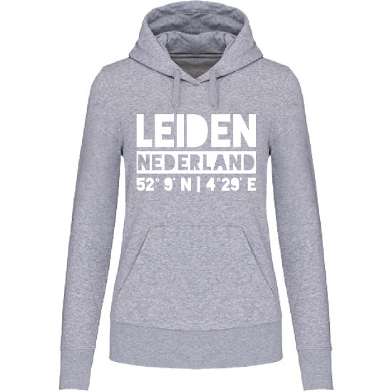 Hoodie LEIDEN NL wit op grijs Dames