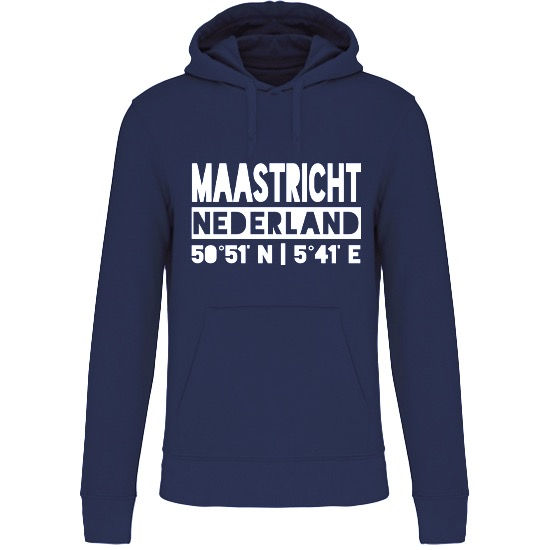 Hoodie MAASTRICHT NL wit op blauw Heren