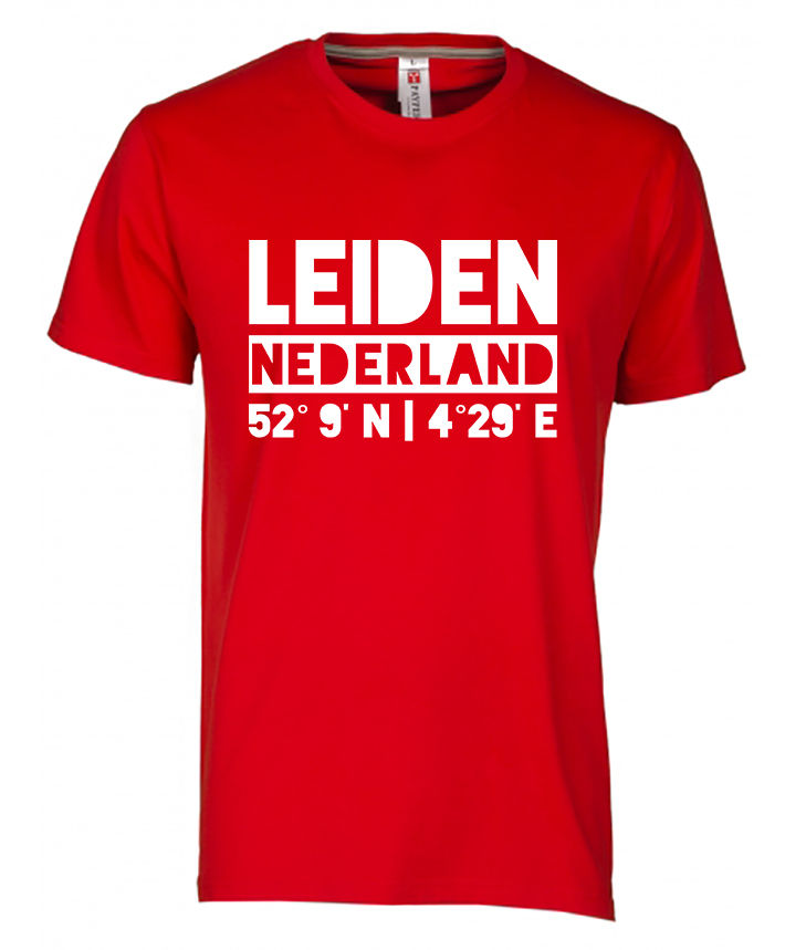 Thumbnail: T-shirt LEIDEN NL coördinaten Wit Heren