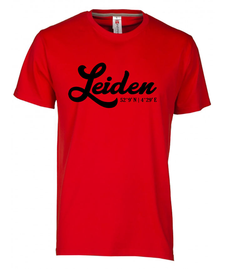 Thumbnail: T-shirt LEIDEN coördinaten Zwart Heren