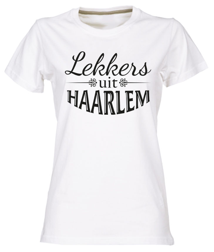 Haarlem T-shirt Lekkers Zwart op Wit Dames.jpg