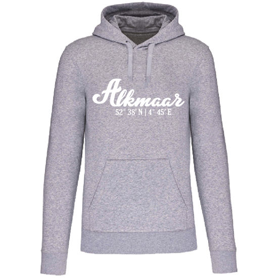 Hoodie ALKMAAR NL wit op grijs Heren