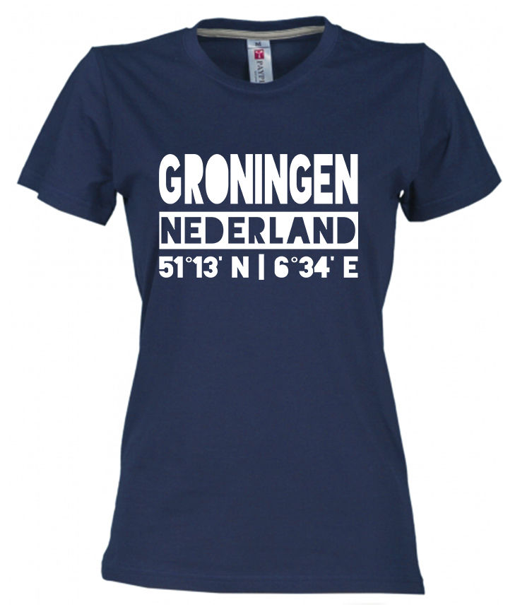 T-shirt GRONINGEN NL coördinaten Wit Dames
