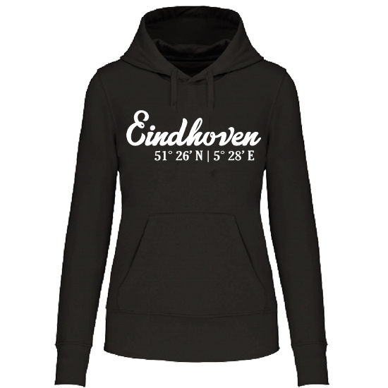 Hoodie EINDHOVEN Co wit op zwart Dames