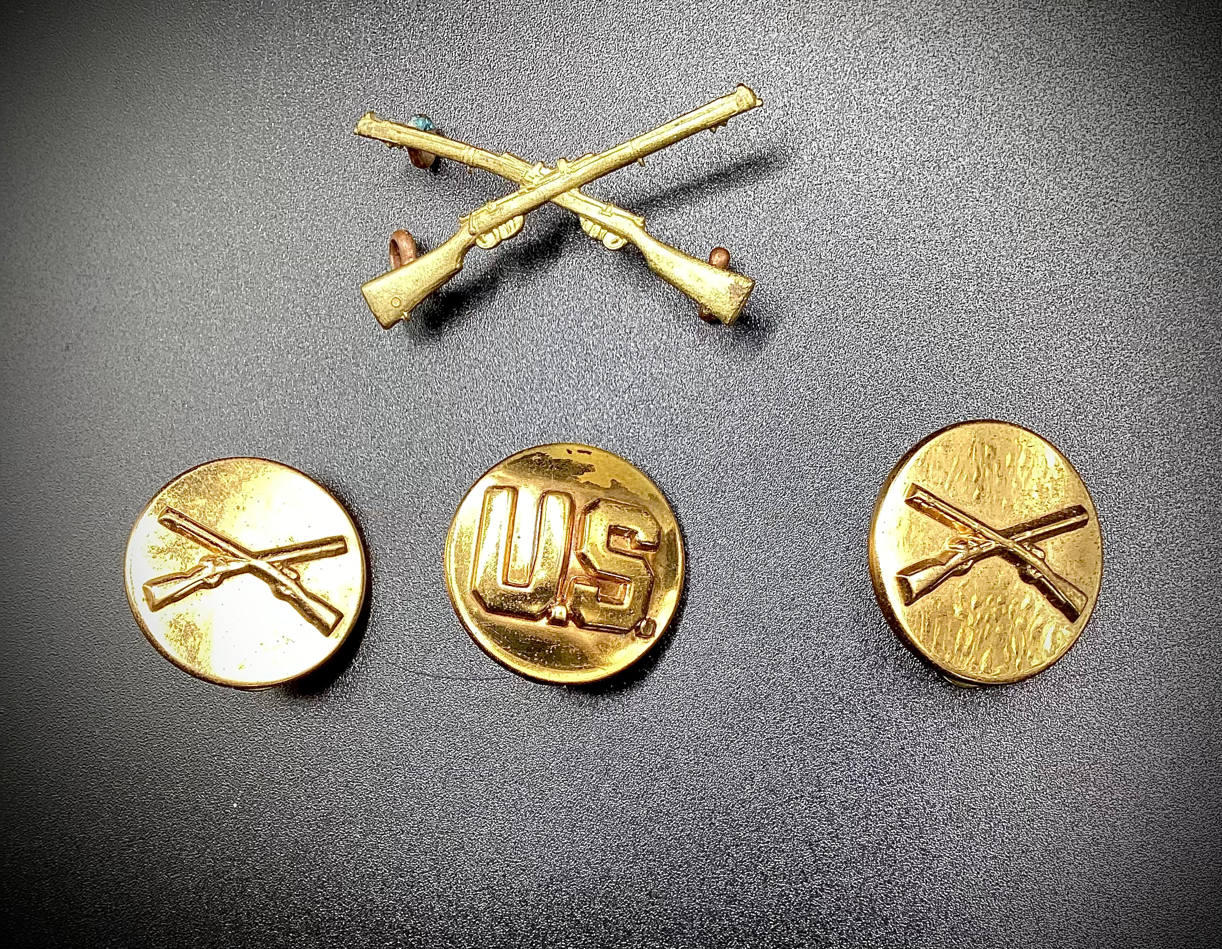 WW2 US Army A Class Dress Uniform Lapel Pins (Infantry)