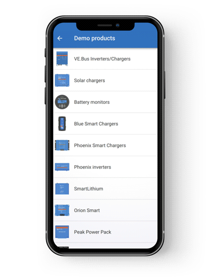 picture of the victron app for monitoring remote control for a motorhome