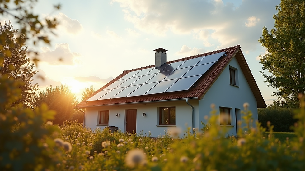 Vue rapprochée d’un panneau solaire installé sur un toit résidentiel ensoleillé