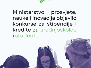 mpni ministarstvo prosvjete nauke inovacija konkurs stipendije kredit 2025 2026 godina 