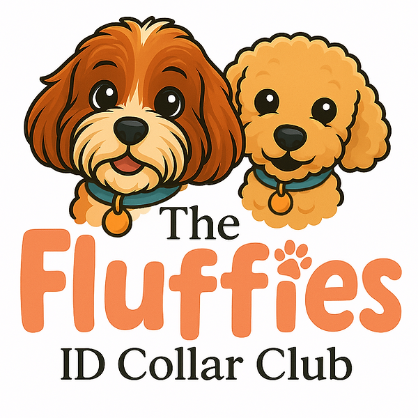 The fluffies ID collar club logo for personalised dog ID tags