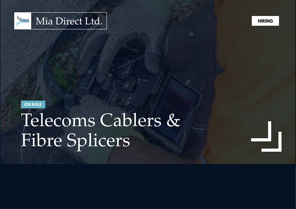 Telecoms Cablers & Fibre Splicers – Immediate Starts – Midlands