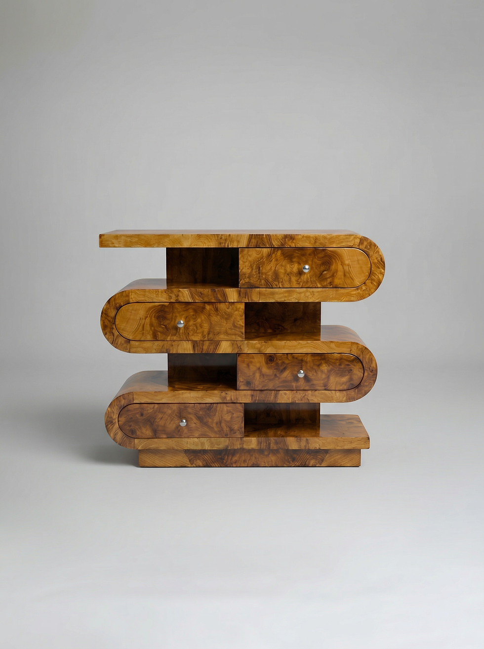 Burl wood bookcase