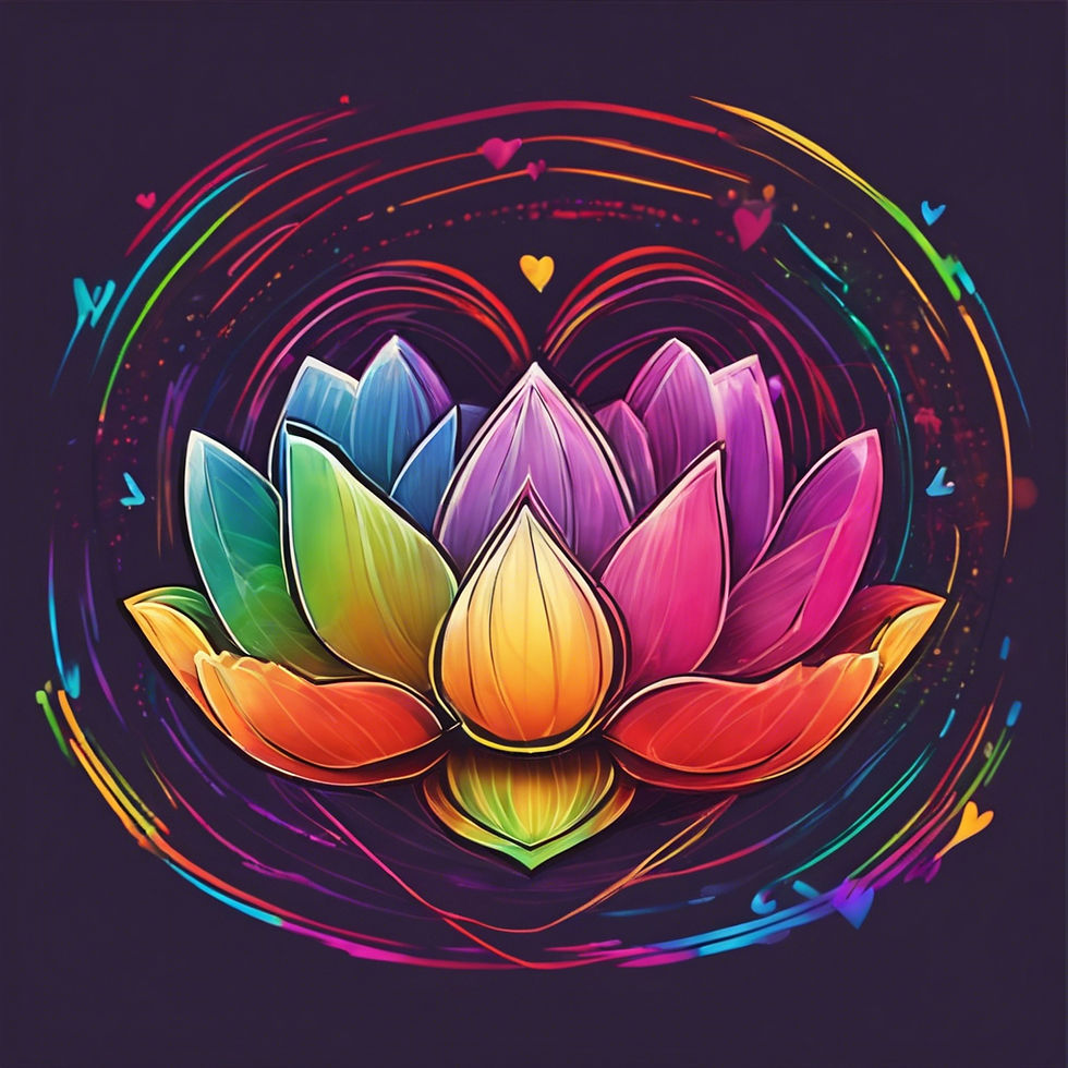 fitness, heart rhythm line, gift, lotus flower, rainbow colors, dark gym background.jpg
