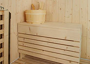 Wooden sauna bench.