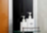 Built-in glass soap shelf.