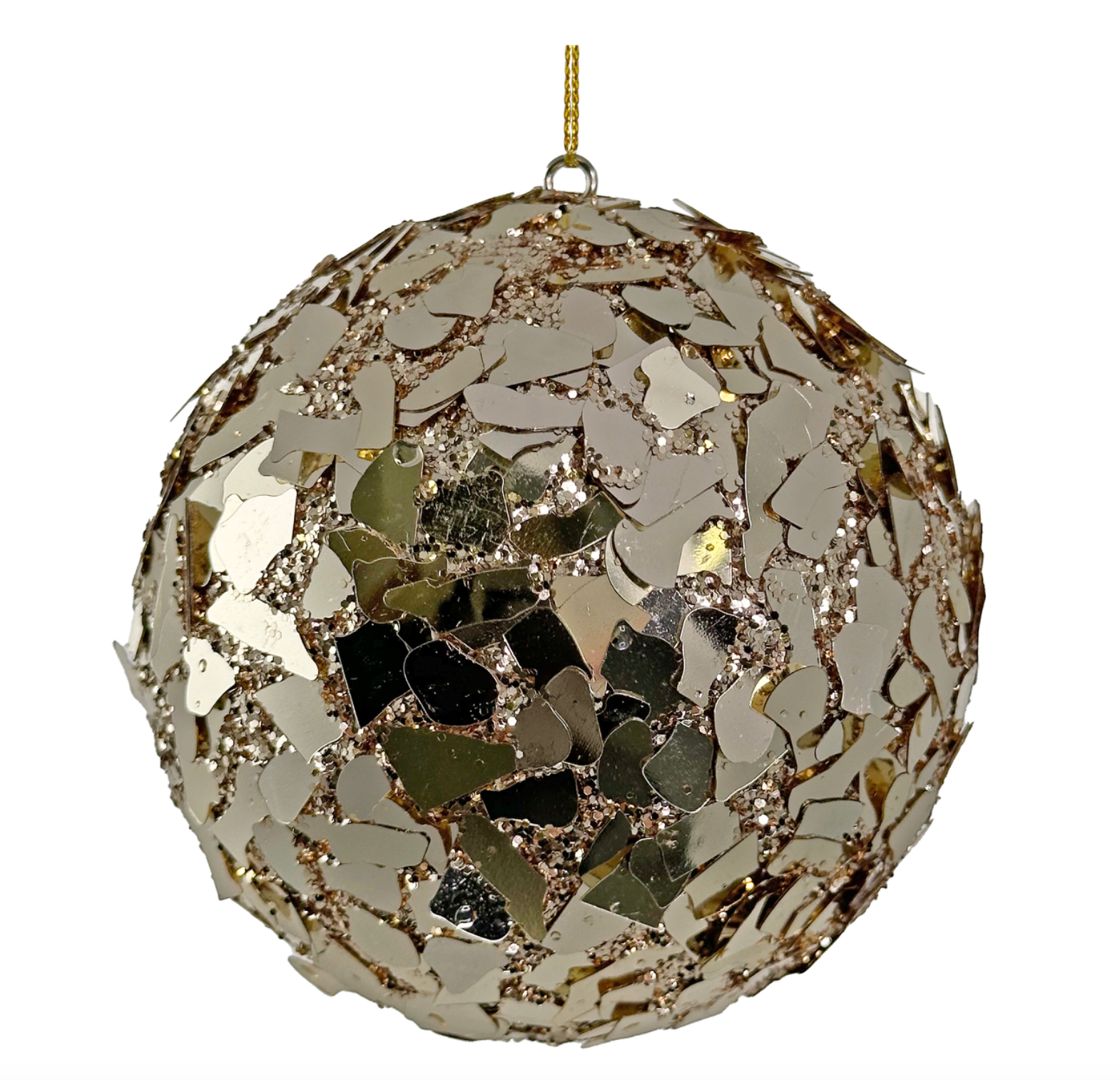 Flake Ball Ornament- 4in Champagne- 241516