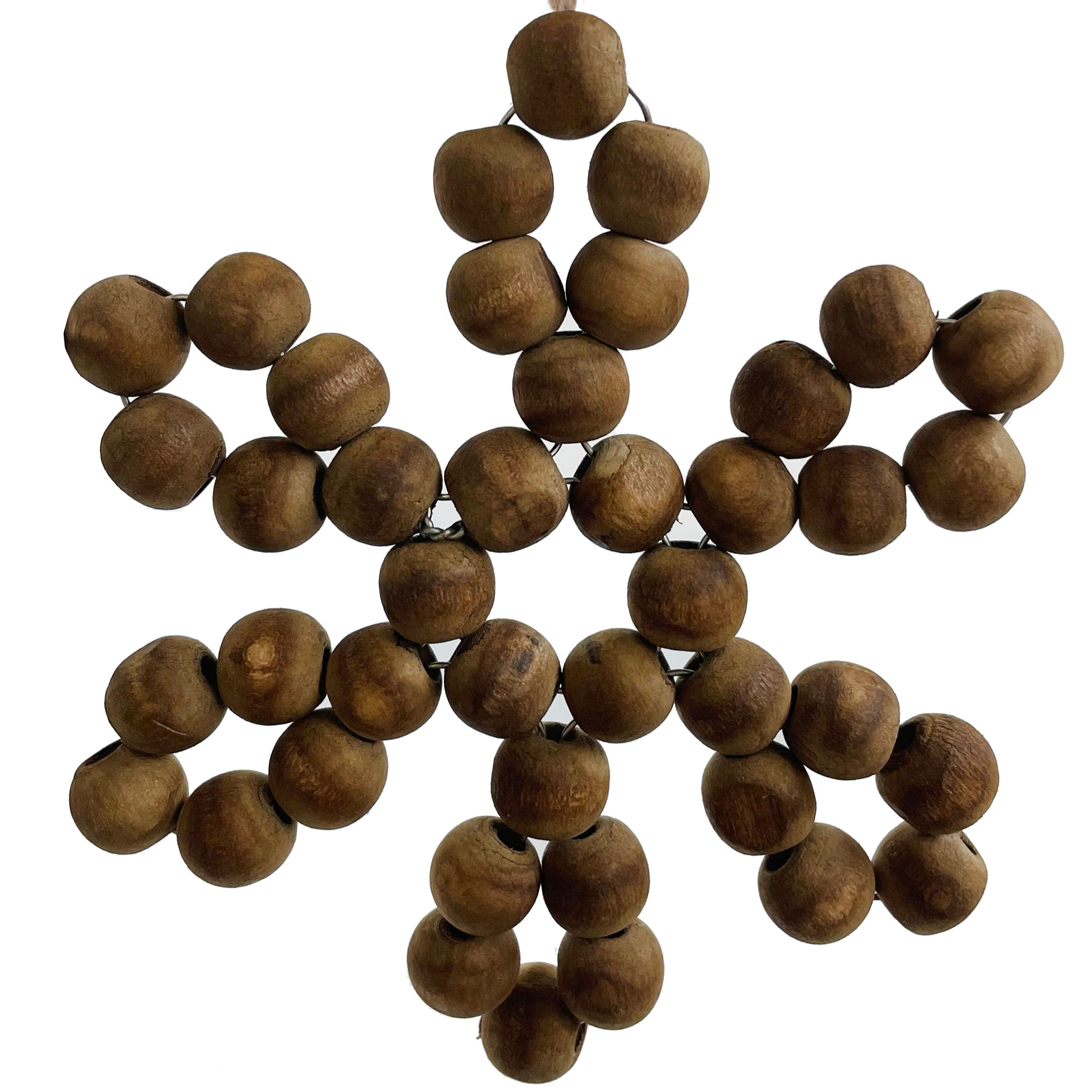 Wooden snowflake 6-pointed brown