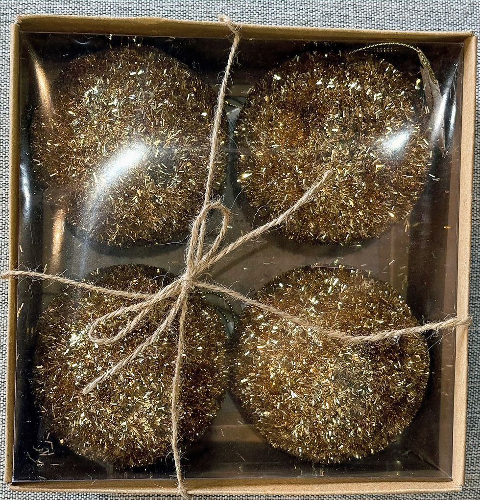 Thumbnail: Tinsel Ball Ornament 4-pack- Gold