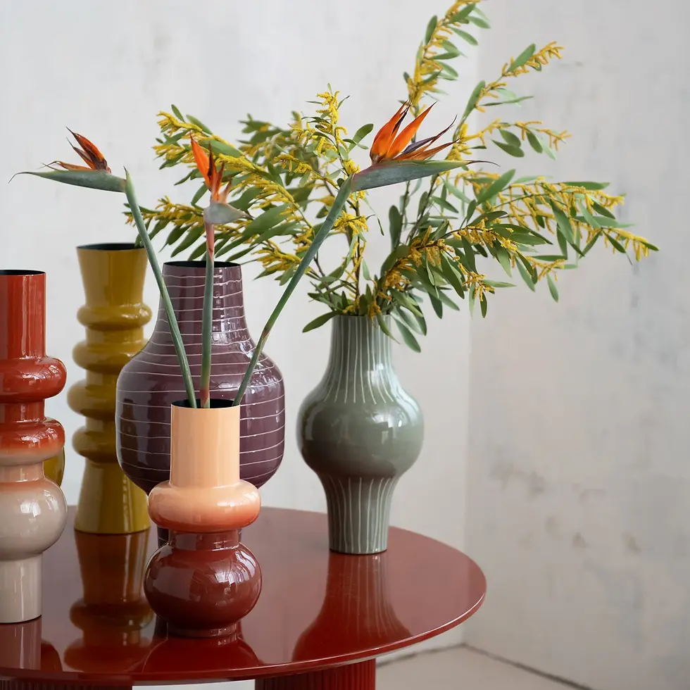 Thumbnail: Enameled Metal Indoor/Outdoor Vase, Rust & Nude Color Ombre