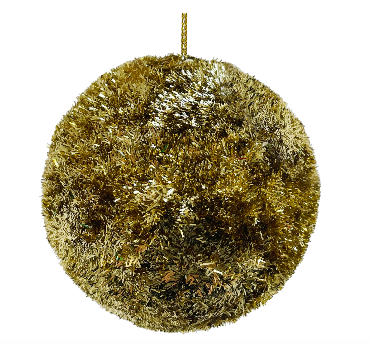 Tinsel Ball Ornament 4-pack- Gold