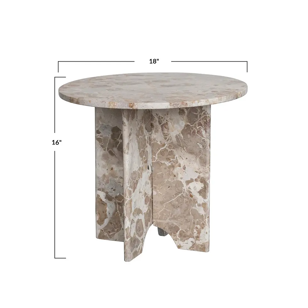 Thumbnail: Marble Table w/ Interlocking Base, Beige & Buff Color