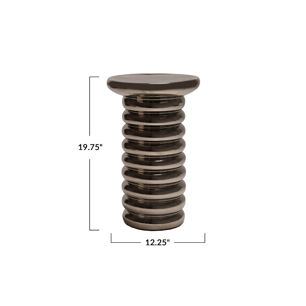 Thumbnail: Stoneware Ribbed Table, Chrome Finish