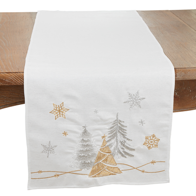 Christmas Trees And Snowflakes Runner