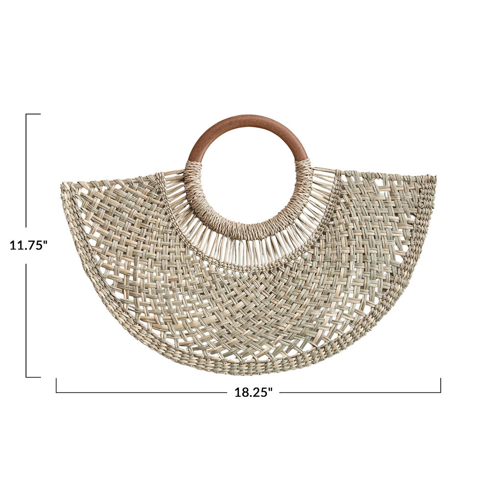 Thumbnail: Hand-Woven Seagrass Fan Wall Décor w/ Wood Handle