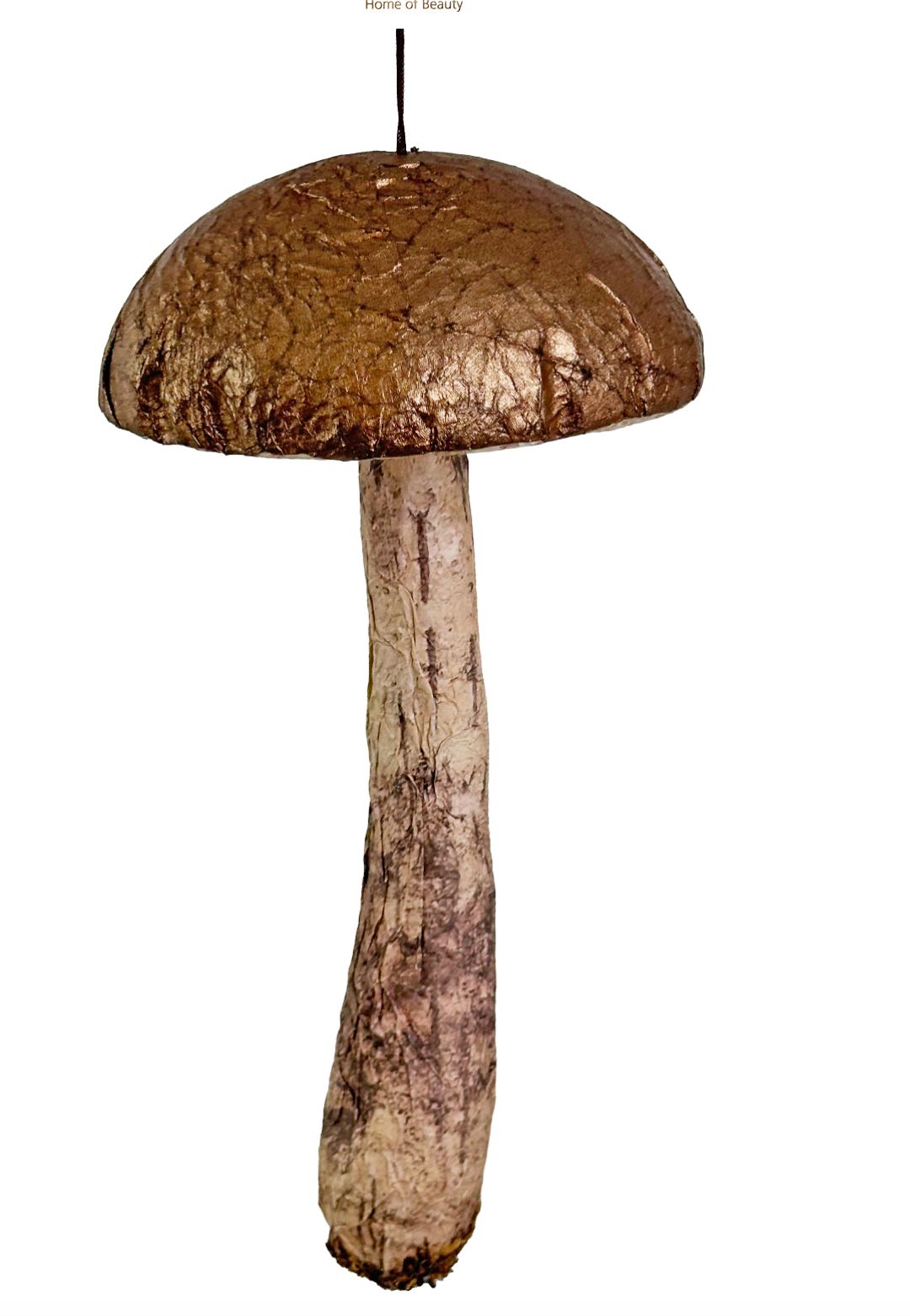 Paper mushroom ornament brown/gold 9.5in