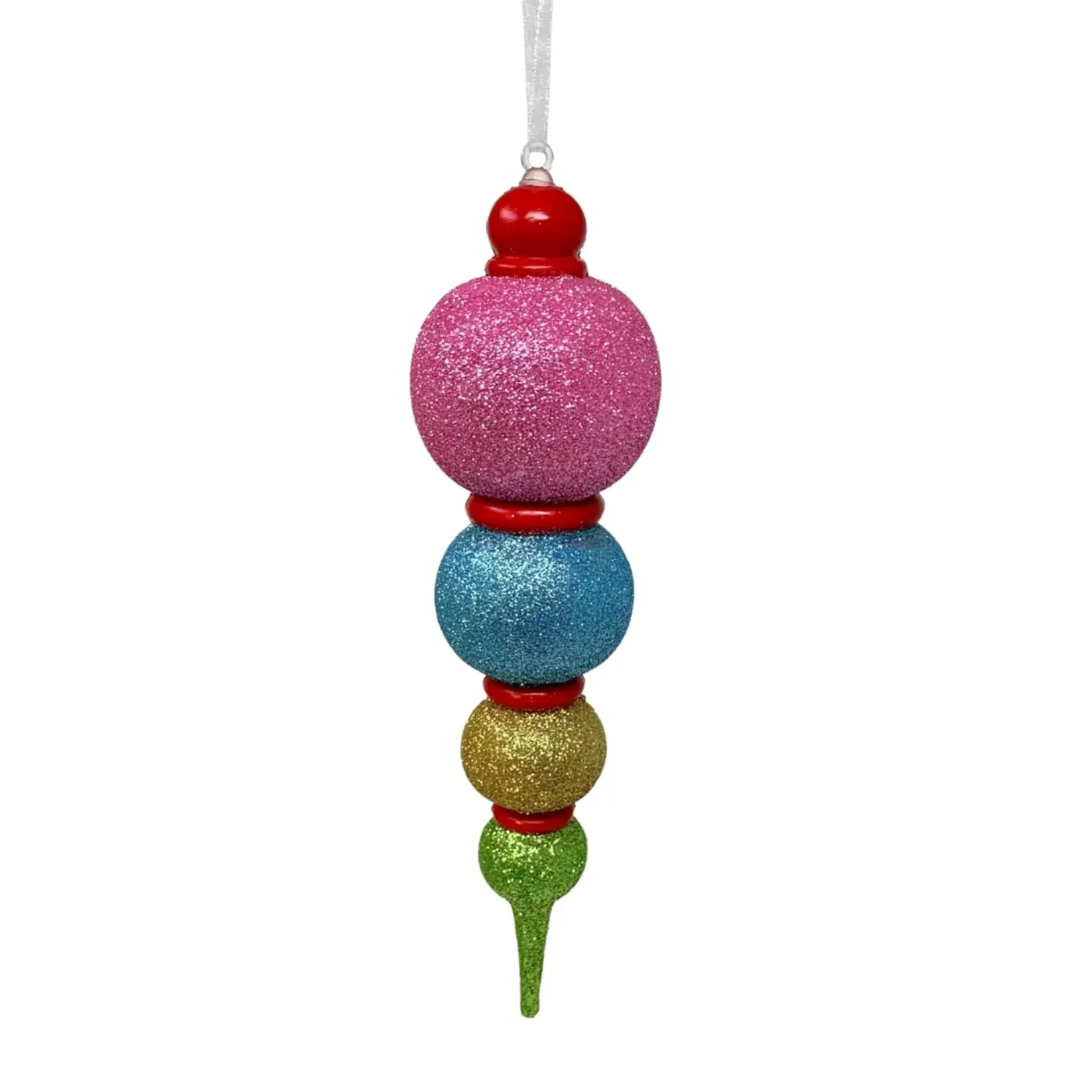 8" Gorgeous Glitter Multi Color Finial Ornament