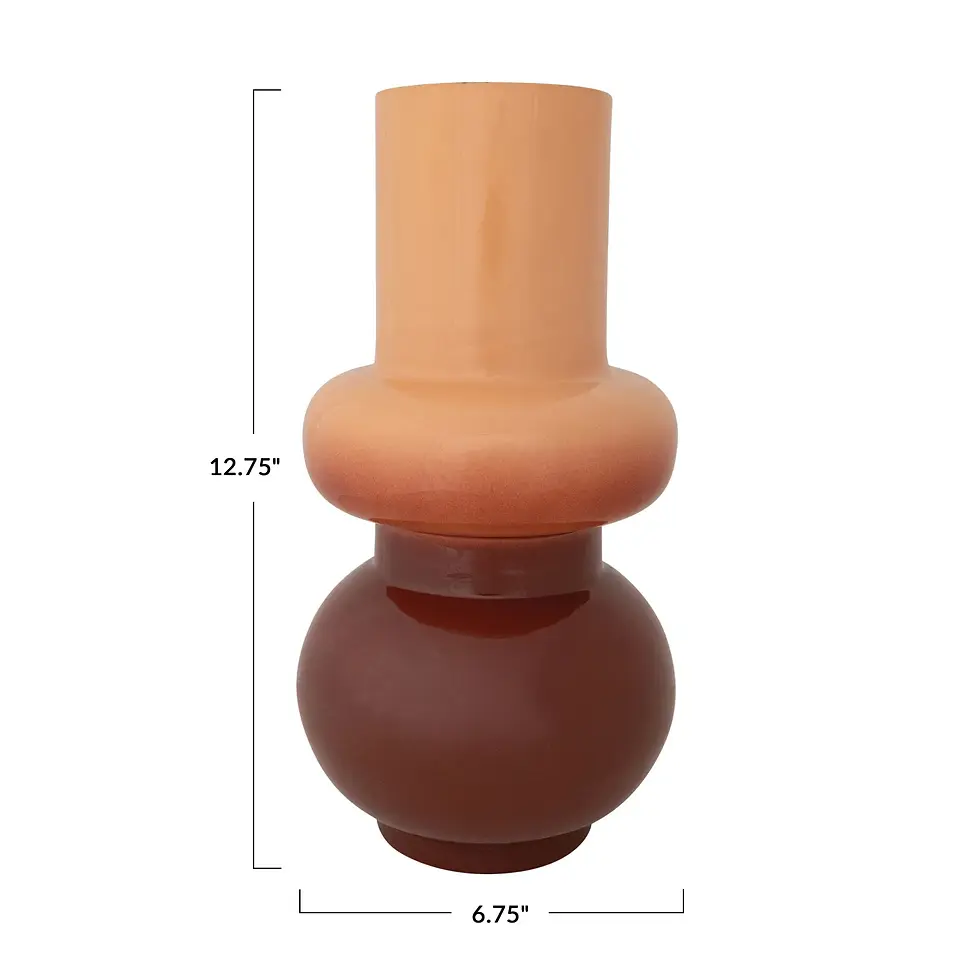 Thumbnail: Enameled Metal Indoor/Outdoor Vase, Rust & Nude Color Ombre
