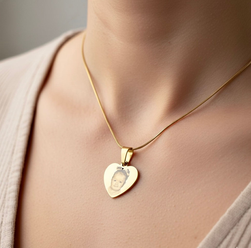 Thumbnail: Linx 20 in Gold Snake Chain with Personalized Engraved Photo Name Heart Pendant 