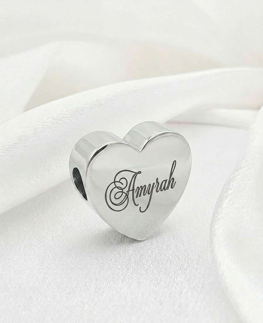 Personalized Name Heart Bracelet Charm