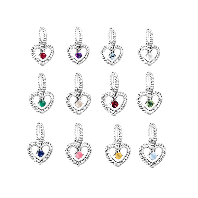 Dainty Heart Birthstone Dangle Charm